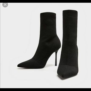 Zara black fabric booties